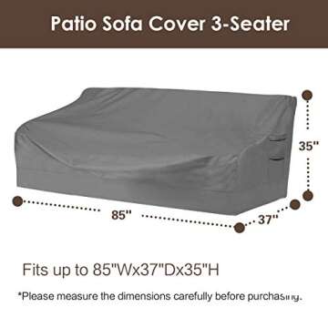Vailge Heavy Duty Patio Sofa Cover, 100% Waterproof 3-Seater Outdoor Sofa Cover,Lawn Patio Furniture...
