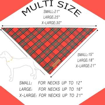 Realeaf Christmas Dog Bandanas 2 Pack, Reversible Red Green Plaid Dog Scarf, Xmas Pet Bandana for Bo...