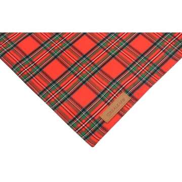 Realeaf Christmas Dog Bandanas 2 Pack, Reversible Red Green Plaid Dog Scarf, Xmas Pet Bandana for Boy and Girl, Premium Durable Fabric, Holiday Check Bandana for Medium and Large Dogs Pets (Large)
