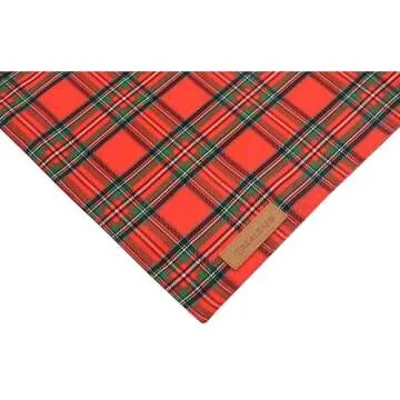 Realeaf Christmas Dog Bandanas 2 Pack, Reversible Red Green Plaid Dog Scarf, Xmas Pet Bandana for Boy and Girl, Premium Durable Fabric, Holiday Check Bandana for Medium and Large Dogs Pets (Large)