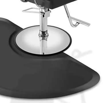 Saloniture 3 ft. x 5 ft. Salon & Barber Shop Chair Anti-Fatigue Floor Mat - Black Semi Circle - 1/2 in. Thick