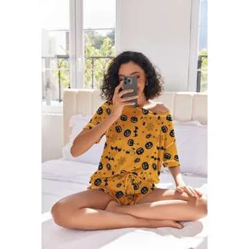 Ekouaer Pajamas for Women Set Waffle Knit Pajama Set 2 Piece Lounge Sets Loungewear PJS With Pockets