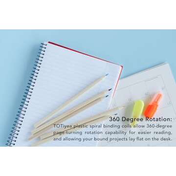 TOTiyea 50 Pack Plastic Spiral Binding Coils,20mm(3/4 ") Binding Spirals,170 Sheet Capacity,4:1 Pitch, Black