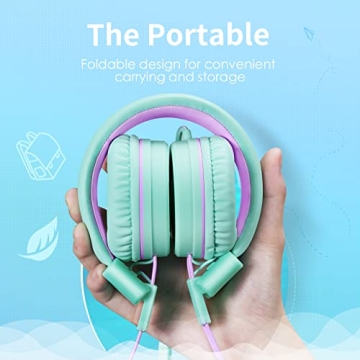 POWMEE P10 Kids Headphones - Adjustable Volume & Foldable Design