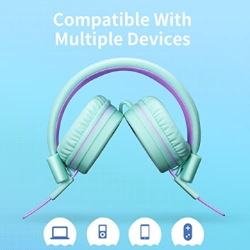 POWMEE P10 Kids Headphones - Adjustable Volume & Foldable Design