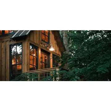 Steel Lighting Co. Hawthorne Barn Light | Outdoor Wall Mounted | 8 inch Dome | 6 inch Straight Arm| Small Farmhouse Light Made in America | Matte Black Exterior/Matte Black Interior