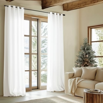 jinchan Linen Curtains, Light Filtering Window Drapes with Grommet Top, Linen Off White Curtains 2 Panels for Living Room Farmhouse Bedroom (W50 x L108, Off White)