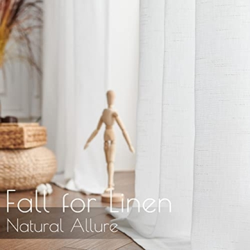 jinchan Linen Curtains, Light Filtering Window Drapes with Grommet Top, Linen Off White Curtains 2 Panels for Living Room Farmhouse Bedroom (W50 x L108, Off White)