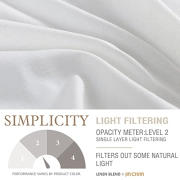jinchan Linen Curtains, Light Filtering Window Drapes with Grommet Top, Linen Off White Curtains 2 Panels for Living Room Farmhouse Bedroom (W50 x L108, Off White)