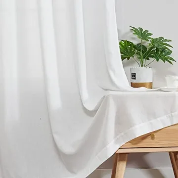 jinchan Linen Curtains, Light Filtering Window Drapes with Grommet Top, Linen Off White Curtains 2 Panels for Living Room Farmhouse Bedroom (W50 x L108, Off White)