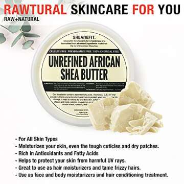 Sheanefit Raw Unrefined African Shea Butter, Natural Body Butter, Soft & Smooth Daily Moisturizer For Face & Body Ivory 16oz (Pack of 1)
