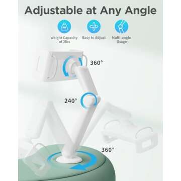 SAIJI Tablet Kindle Holder Pillow, Compatible with 4.7”-15.6” Kindle, Tablet, Phone, Portable Monitor, 360° Adjustable Tablet Stand for Bed with Flexible Dual Axis Arm and Microbead Cushion (Cyan)