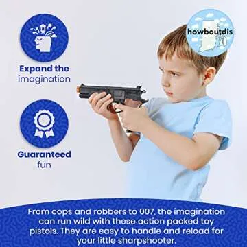 Cap Plastic Pistol Toy Gun for Kids - (2) Pistols per Order - Kid Safe for Action Fun - Birthdays, Holidays, Prizes, Costume Accesory