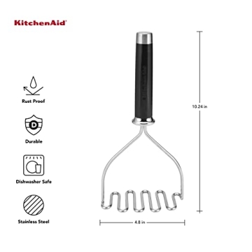 KitchenAid 10.24 Inch Black Stainless Steel Masher