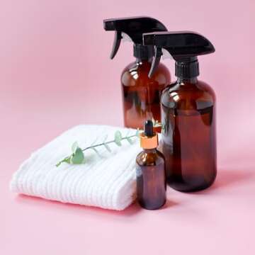 Nylea Glass Spray Bottles 8oz - Premium Empty Spray Bottle for Cleaning, Hair, and Essential Oils - Refillable Spritzer Bottle for Plants & Cleaning Solutions - Mist & Single Trigger Sprayer Set of 2