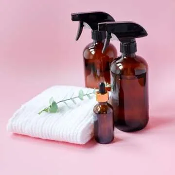 Nylea Glass Spray Bottles 8oz - Premium Empty Spray Bottle for Cleaning, Hair, and Essential Oils - Refillable Spritzer Bottle for Plants & Cleaning Solutions - Mist & Single Trigger Sprayer Set of 2