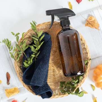 Nylea Glass Spray Bottles 8oz - Premium Empty Spray Bottle for Cleaning, Hair, and Essential Oils - Refillable Spritzer Bottle for Plants & Cleaning Solutions - Mist & Single Trigger Sprayer Set of 2