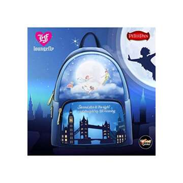 Loungefly Disney Peter Pan Second Star Glow Womens Double Strap Shoulder Bag Purse