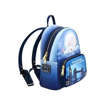 Loungefly Disney Peter Pan Second Star Glow Womens Double Strap Shoulder Bag Purse