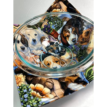 Microwave Bowl Cozy - Handmade Dog Print Cozy - 8.5 In