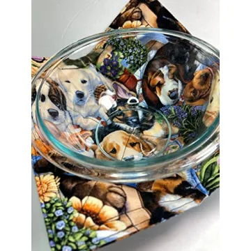 Microwave Bowl Cozy - Handmade Dog Print Cozy - 8.5 In
