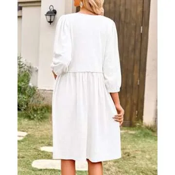 BTFBM Women Casual Summer Dress 2024 Tunic Puff Sleeve Mini Dress
