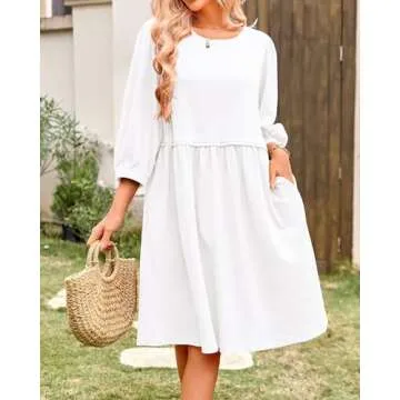 BTFBM Women Casual Summer Dress 2024 Tunic Puff Sleeve Mini Dress