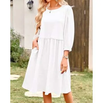 BTFBM Women Casual Summer Dress 2024 Tunic Puff Sleeve Mini Dress