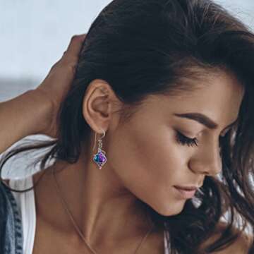 Body Candy Handcrafted 925 Silver Purple Dichroic Drop Dangle Earrings Created with Crystals