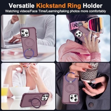 SKYLMW iPhone 15 Pro Max Case with Magnetic O-Ring Stand