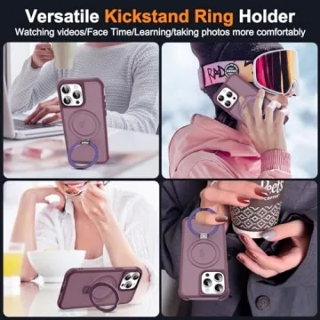 SKYLMW iPhone 15 Pro Max Case with Magnetic O-Ring Stand