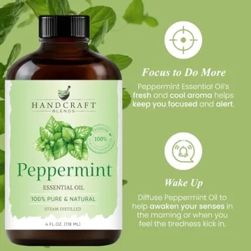 Peppermint Essential Oil 4 Fl Oz - 100% Natural Aromatherapy
