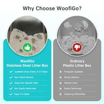 WoofiGo Enclosed Stainless Steel Cat Litter Box with Lid, XL Extra Large Litter Box for Big Cats, Me...