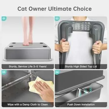 WoofiGo Enclosed Stainless Steel Cat Litter Box with Lid, XL Extra Large Litter Box for Big Cats, Metal Litter Box High Sided, Never Absorbs Odors, Anti-Urine Leakage, Easy Cleaning, Include Scoop