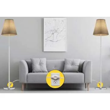 W4W, Twin Extension Cord Power Strip - 12 Foot Cord - 6 feet on Each Side - Flat Head (Wall Hugger) Outlet Plug - 6 Polarized Outlets with Safety Cover