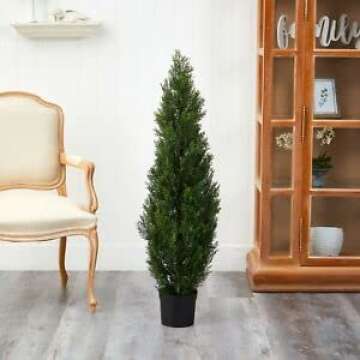 One 3 Foot Outdoor Artificial Cedar Topiary Tree Potted UV Rated Plant by Silk Tree Warehouse Company Inc (3 Foot)