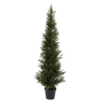 One 3 Foot Outdoor Artificial Cedar Topiary Tree Potted UV Rated Plant by Silk Tree Warehouse Company Inc (3 Foot)
