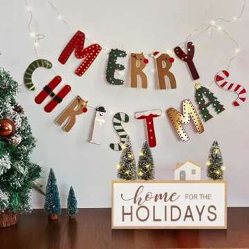 Christmas Decorations for Home LED Lighted Christmas Tree Sign Farmhouse Wooden Winter Rustic Table ...
