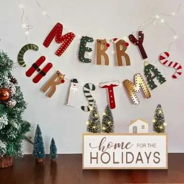 Christmas Decorations for Home LED Lighted Christmas Tree Sign Farmhouse Wooden Winter Rustic Table ...