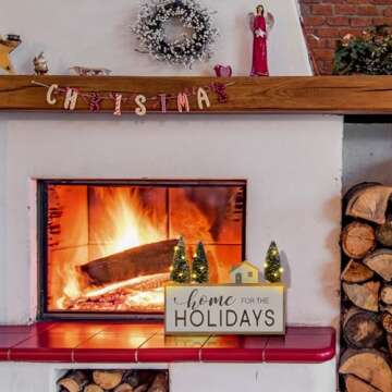 Christmas Decorations for Home LED Lighted Christmas Tree Sign Farmhouse Wooden Winter Rustic Table Decor Vintage Holiday Signs Kitchen Xmas Party Mantel Tiered Tray Gift