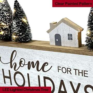 Christmas Decorations for Home LED Lighted Christmas Tree Sign Farmhouse Wooden Winter Rustic Table Decor Vintage Holiday Signs Kitchen Xmas Party Mantel Tiered Tray Gift