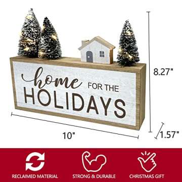 Christmas Decorations for Home LED Lighted Christmas Tree Sign Farmhouse Wooden Winter Rustic Table Decor Vintage Holiday Signs Kitchen Xmas Party Mantel Tiered Tray Gift