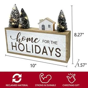 Christmas Decorations for Home LED Lighted Christmas Tree Sign Farmhouse Wooden Winter Rustic Table Decor Vintage Holiday Signs Kitchen Xmas Party Mantel Tiered Tray Gift