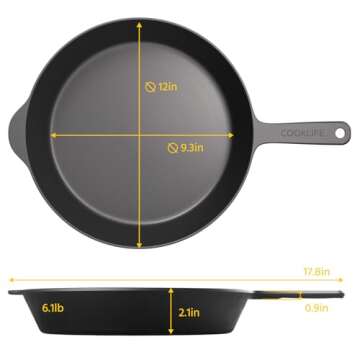 Lightweight Pre-Seasoned Cast Iron Skillet - COOKLIFE