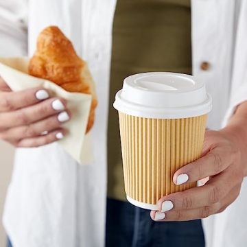 Juvale 50 Pack Disposable 8 oz Coffee Cups with Lids