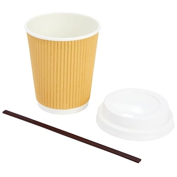 Juvale 50 Pack Disposable 8 oz Coffee Cups with Lids