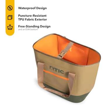 RTIC Ultra-Tough Tote Bag - Waterproof, Heavy-Duty, Versatile for All Activities