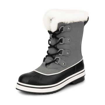 DREAM PAIRS Women's Snow Winter Boots Mid Calf Waterproof Warm Faux Fur Lined Lace Up Anti-slip Outd...