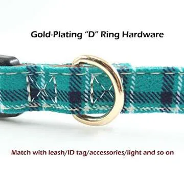 Dog Collar Bow Tie - Adorable Plaid Sturdy Soft Material&Leather Dog Collars for Small Medium Large Dogs Breed Pup Adjustable 18 Colors and 3 Sizes (Cyan Plaid, M 13"-18")