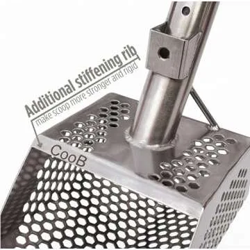 CooB Upgraded Sand Scoop Shovel Metal Detector Sharky. Sand Scoops Treasure Detecting, Metal Detector Hunting Tool. 1.5mm Stainless Steel, 7mm Hexahedron Holes